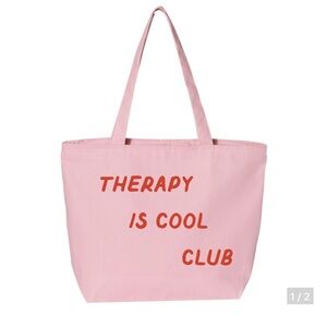 Pink 'Therapy Is Cool Club' Tote Bag